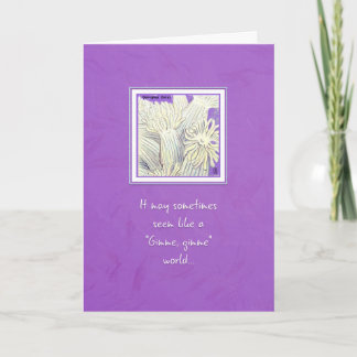 Créatures marines Goniopora Coral sur carte Lilac
