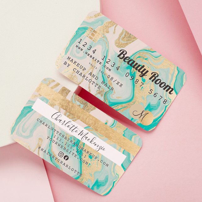 Credit card gold marble agate beauty monogram visitenkarte (Von Creator hochgeladen)