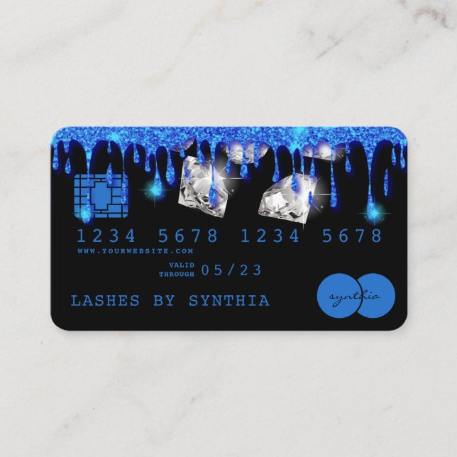 Credit Card Styled Dripping Gold Diamonds Visitenkarte (Vorderseite)