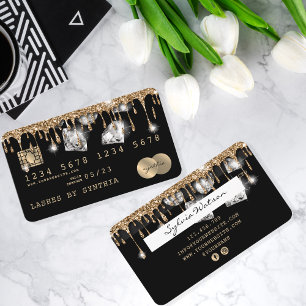 Credit Card Styled Dripping Gold Diamonds Visitenkarte