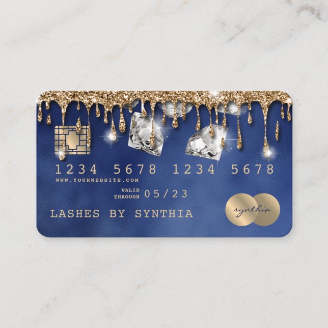 Credit Card Styled Dripping Gold Diamonds Visitenkarte (Vorderseite)
