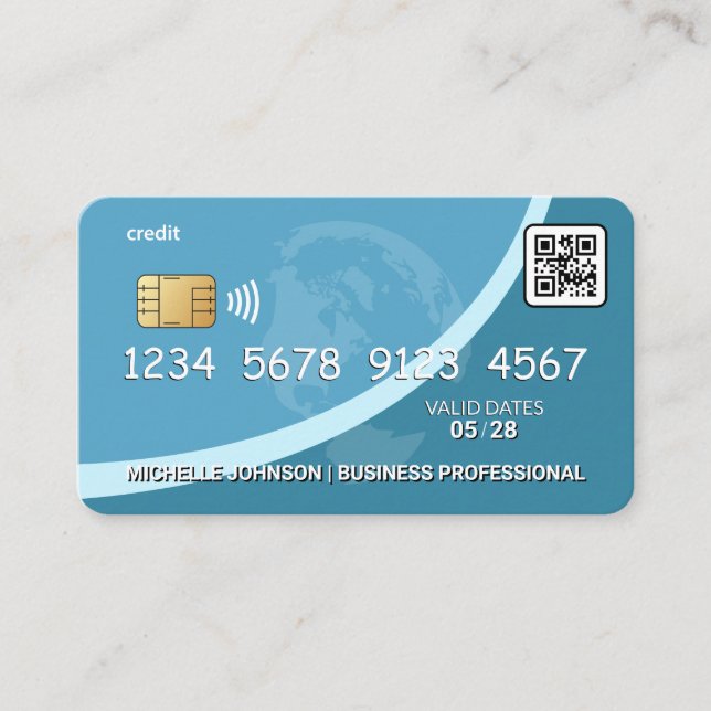 Crédit | Carte de débit | Bleu | Global | Code QR (Devant)