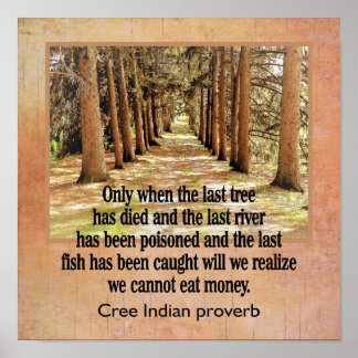 Cree Indian Proverb — Kunstdruck — 12 x 12 Poster