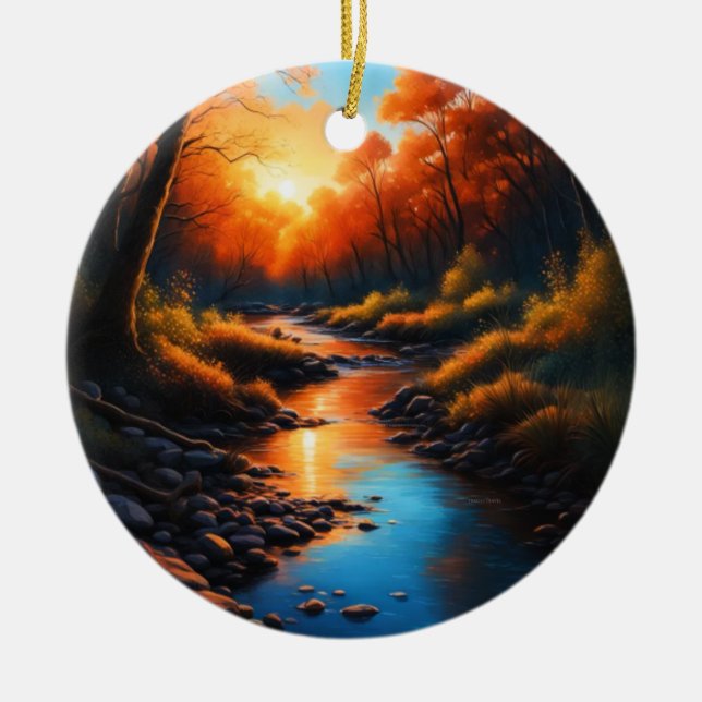 Creek Bank Sunrise Keramik Ornament (Vorne)