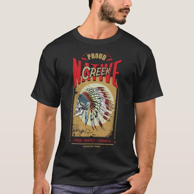 Creek Native Amerikanische Ureinwohner Warrior Sta T-Shirt (Vorderseite)