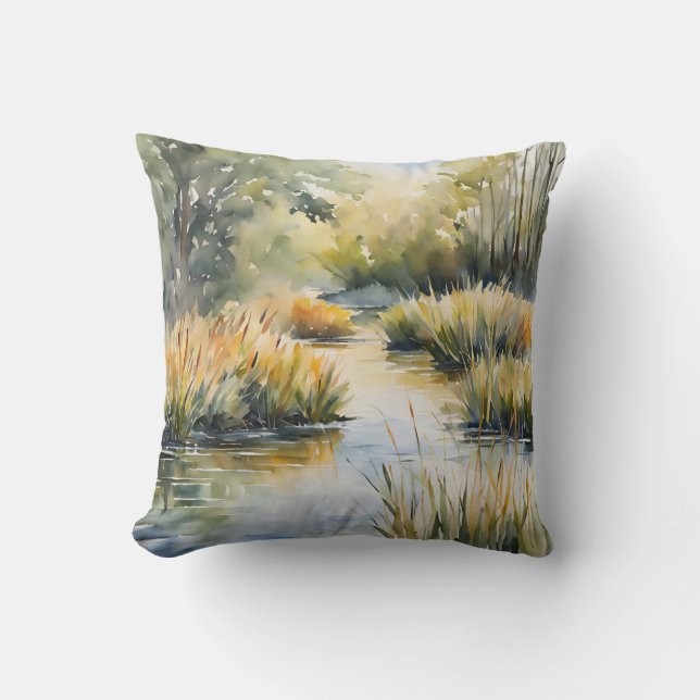 Creek Reeds Waterscape Kissen (Vorderseite)