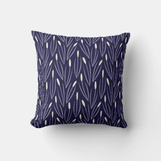 Creekside Cattail Pilzes | Marine und Creme Kissen