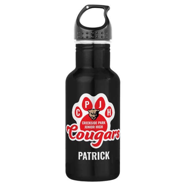 Creekside Park Jr. High Cougar Paw Mascot Edelstahlflasche (Vorderseite)