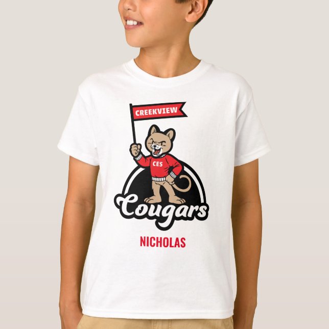 Creekview Elementary Little Cougar Mascot T-Shirt (Vorderseite)