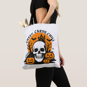 Creep, Carve, Chill: Halloween Skull & Pumpkin Tasche