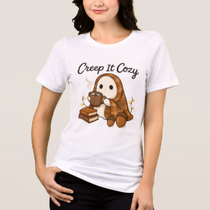 Creep It Cosy Ghost Fall Vibes Niedliche Halloween Tri-Blend Shirt
