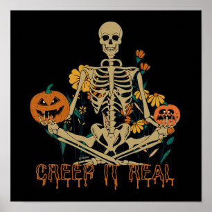 CREEP IT EAL beängstigende Halloween Skelettkürbis Poster