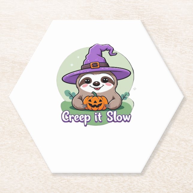 Creep It Langsam � Niedliches Halloween Sloth Shir Untersetzer (Vorderseite)