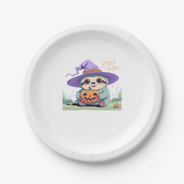 Creep It Langsam � Niedliches Sloth Halloween Shir Pappteller (Vorderseite)