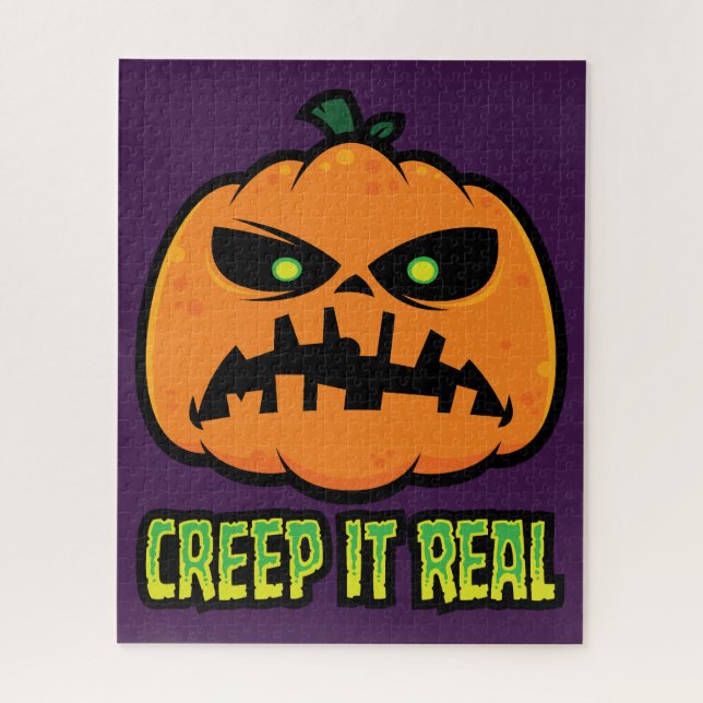 Creep It Real Grumpy Halloween-Kürbis (Vertikal)