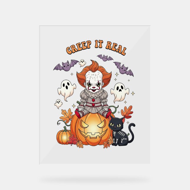 Creep It Real Halloween Clown Acrylschild (Vorderseite)