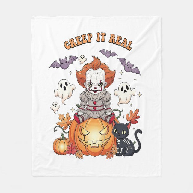 Creep It Real Halloween Clown Fleecedecke (Vorderseite)