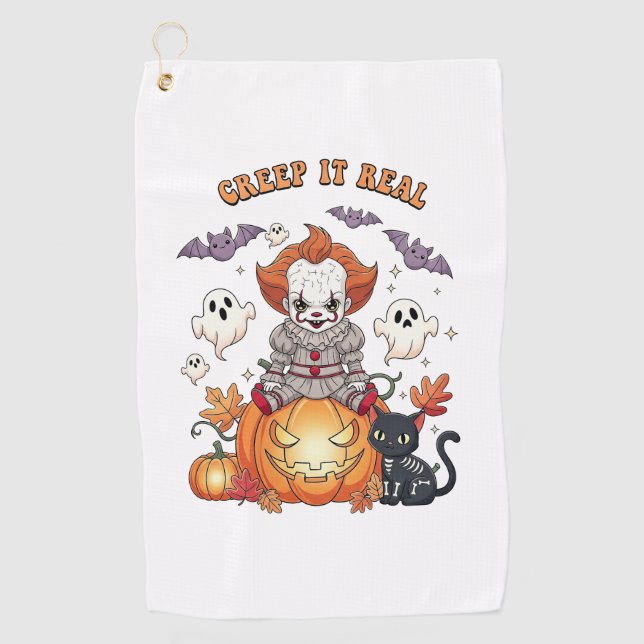 Creep It Real Halloween Clown Golfhandtuch (Vorderseite)