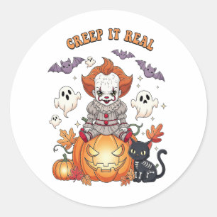 Creep It Real Halloween Clown Runder Aufkleber