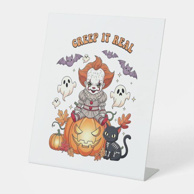 Creep It Real Halloween Clown Sockelschild (Vorderseite)