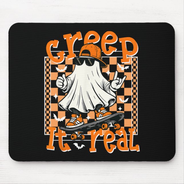 Creep It Real Halloween Cooler Geist Skateboard fa Mousepad (Vorne)