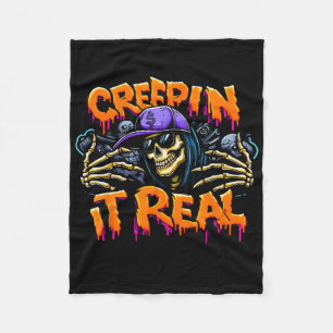 Creep It Real Halloween Hip Hop Skelett Drogen-Gra Fleecedecke