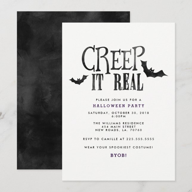 Creep It Real Halloween-Party Einladung (Vorne/Hinten)