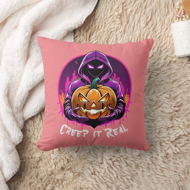 Creep it Real, Horror Halloween Illustration Kissen (Decke)