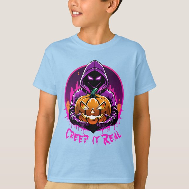 Creep it Real, Horror Halloween Illustration T-Shirt (Vorderseite)