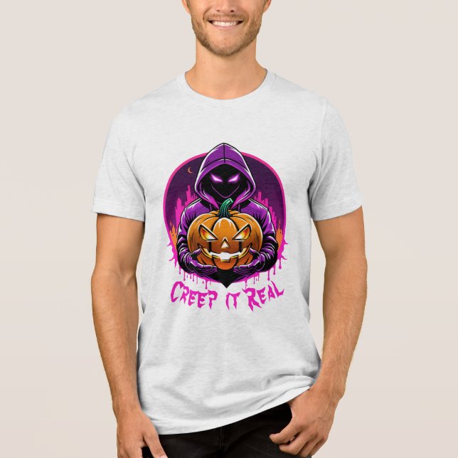 Creep it Real, Horror Halloween Illustration Tri-Blend Shirt (Vorderseite)