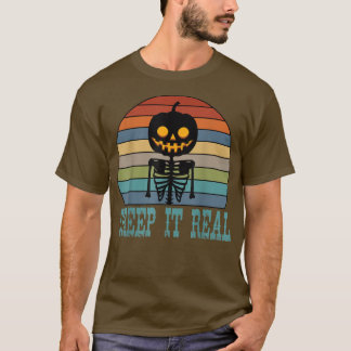 Creep It Real Skeleton Pumpkin Vintag, Spooky Hal T-Shirt