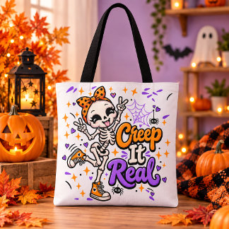 Creep It Real Skelett Halloween-Tasche Tasche