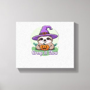 Creep It Slow - Niedliches Halloween Sloth Shirt m Leinwanddruck