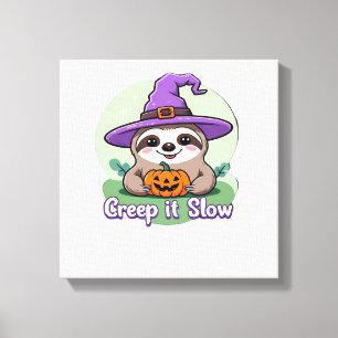 Creep It Slow � Süßes Halloween-Faultier-Shirt mit Leinwanddruck