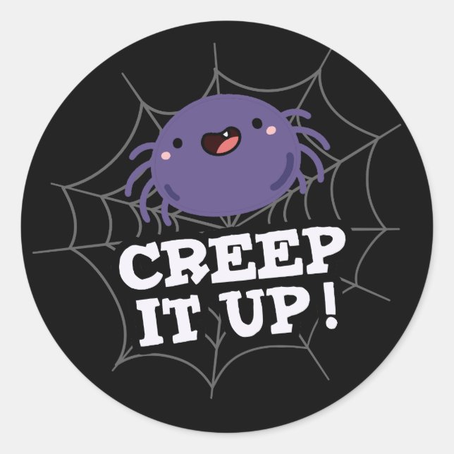 Creep It up Funny Spider Puff Dark BG Runder Aufkleber (Vorderseite)