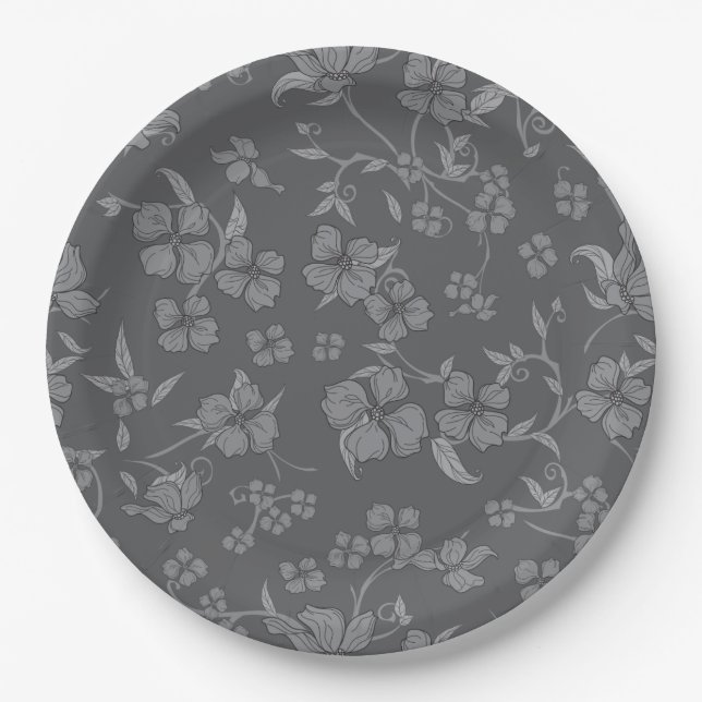 Creepe-Blume Muster 3 Pappteller (Vorderseite)