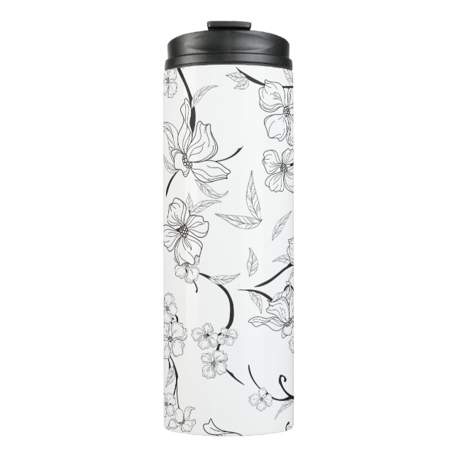 Creepe-Blume Muster 7 Thermosbecher (Vorderseite)