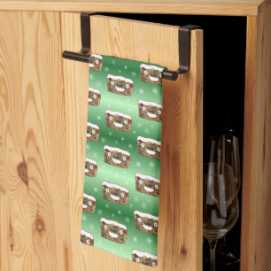 Creepe Christmas Fruitcake Muster Red Geschirrtuch