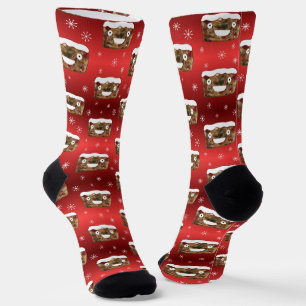 Creepe Christmas Fruitcake Muster Red Socken