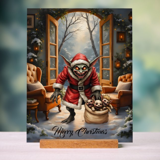 Creepe Christmas Goblin - Dark Fantasy Evil Santa Acrylschild (Neutral)
