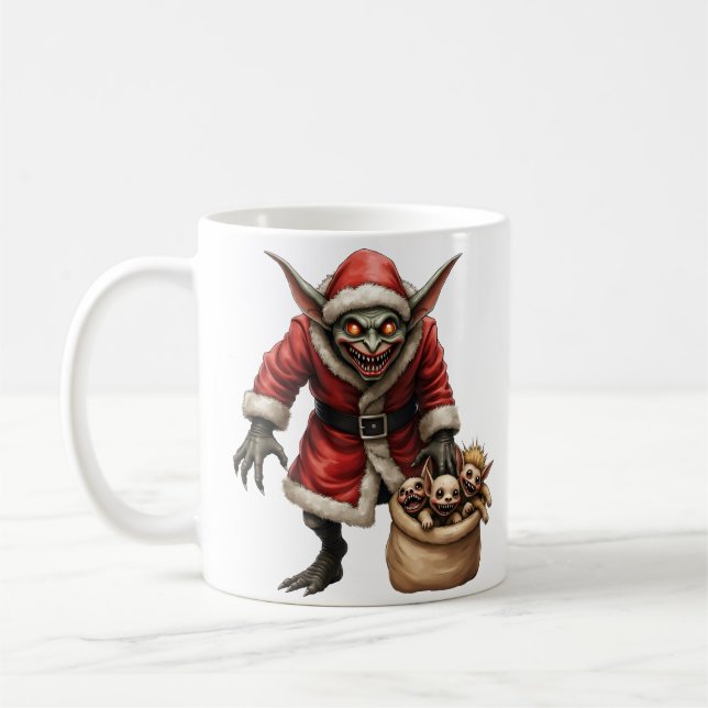 Creepe Christmas Goblin - Dark Fantasy Evil Santa Kaffeetasse (Links)