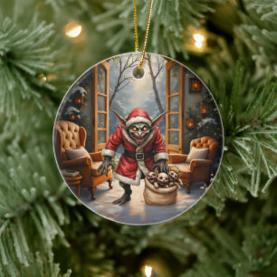Creepe Christmas Goblin - Dark Fantasy Evil Santa Keramik Ornament