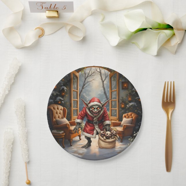 Creepe Christmas Goblin - Dark Fantasy Evil Santa Pappteller (Hochzeit)