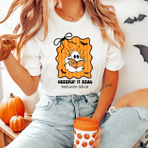 Creepin It Real Bookworm Ghost Retro Halloween Bow