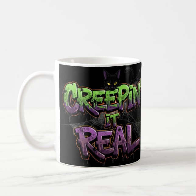 Creepin" it Real - Cool Graffiti Halloween Cat & S Kaffeetasse (Links)
