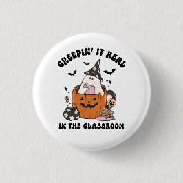 Creepin’ It Real cute Retro Halloween Teacher Button