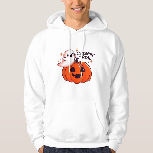 Creepin’ It Real - Friendly Ghost & Pumpkin Hoodie (Vorderseite)
