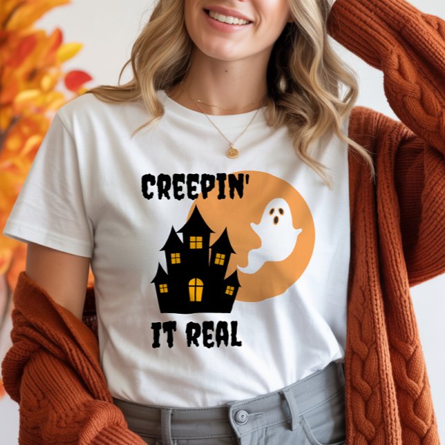 Creepin" it Real Funny Ghost Halloween T-Shirt (Creepin' It Real Halloween Tshirt)