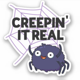 Creepin It Real Funny Halloween Spider Puff Aufkleber