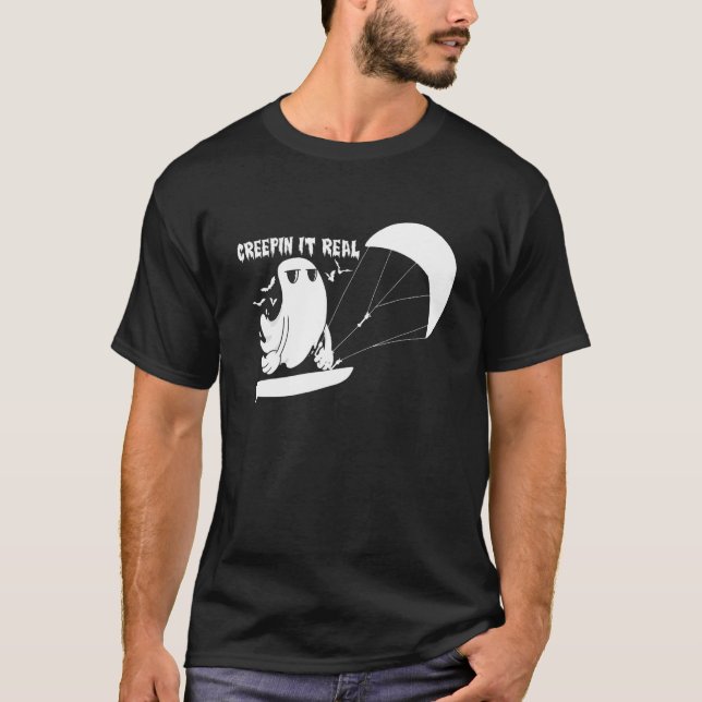 Creepin It Real Ghost Kiteboard Kiter T-Shirt (Vorderseite)